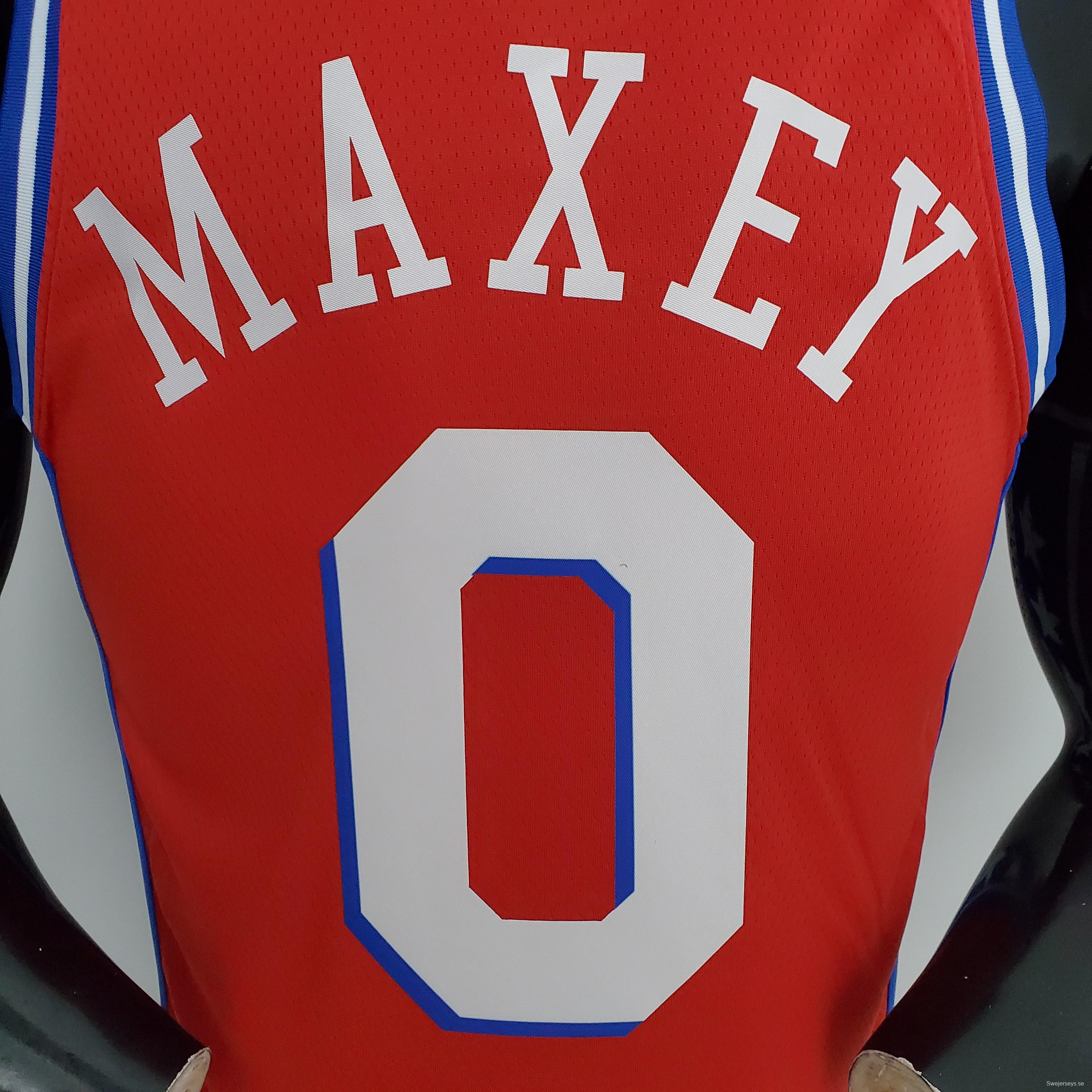 2021 MAXEY#0 76ers Jordan Themed Red NBA Jersey