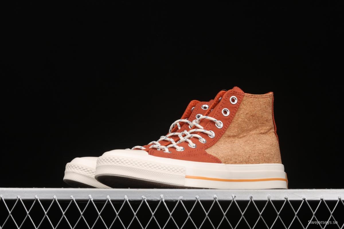 Converse 1970's Converse new cork color textile spliced high-top leisure board shoes 170853C