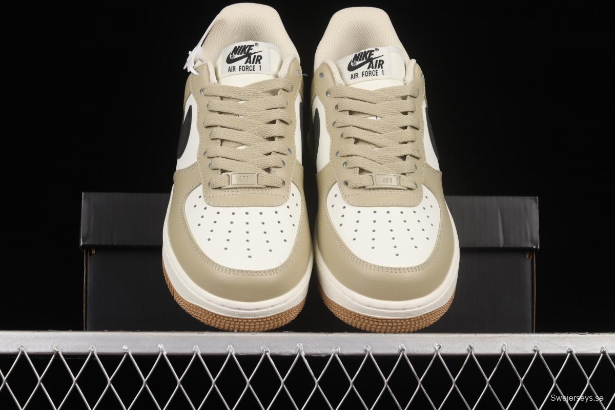 NIKE Air Force 1x 07 Low khaki black hook low-top casual board shoes DH5969-633