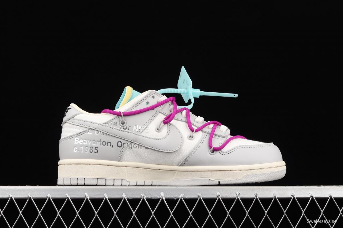 OFF-White x NIKE DUNK Low 04 of 50 OW white gray leisure sports skateboard shoes DM1602-100