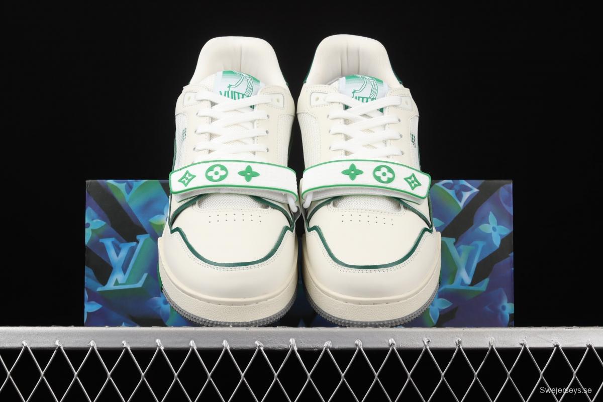 Authentic LV 2021ss early spring fashion catwalk sneakers 410N White Green