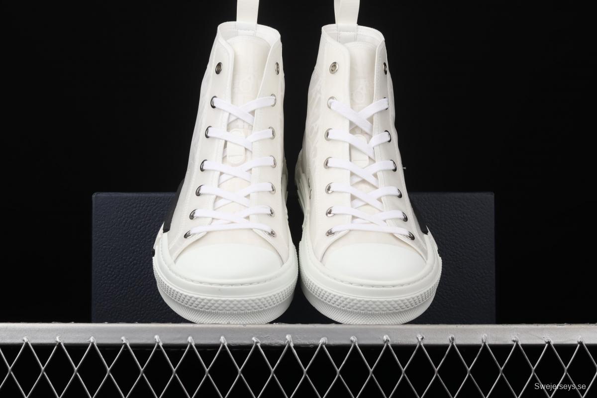 Authentic Dior B23 Oblique High Top Sneakers Dior CD ghosting high upper board shoes 3SH118YJR 063 White