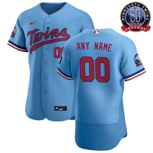 Men's Powder Blue Alternate 2020 Authentic Custom 60th Season Anniversary Patch Team Jersey