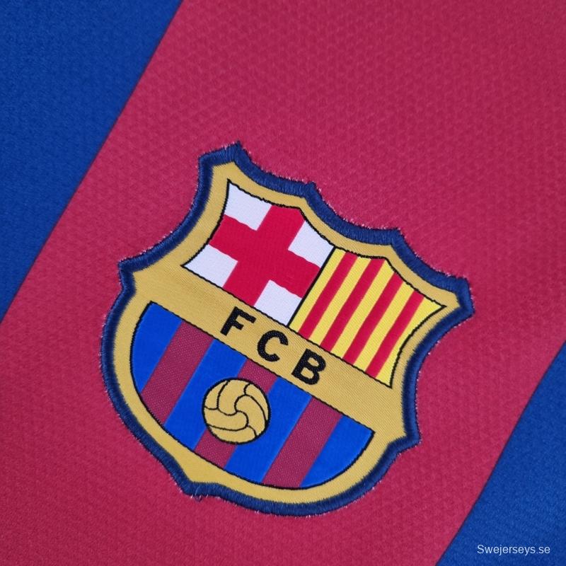 Retro 10/11 Barcelona Long Sleeve Home Soccer Jersey