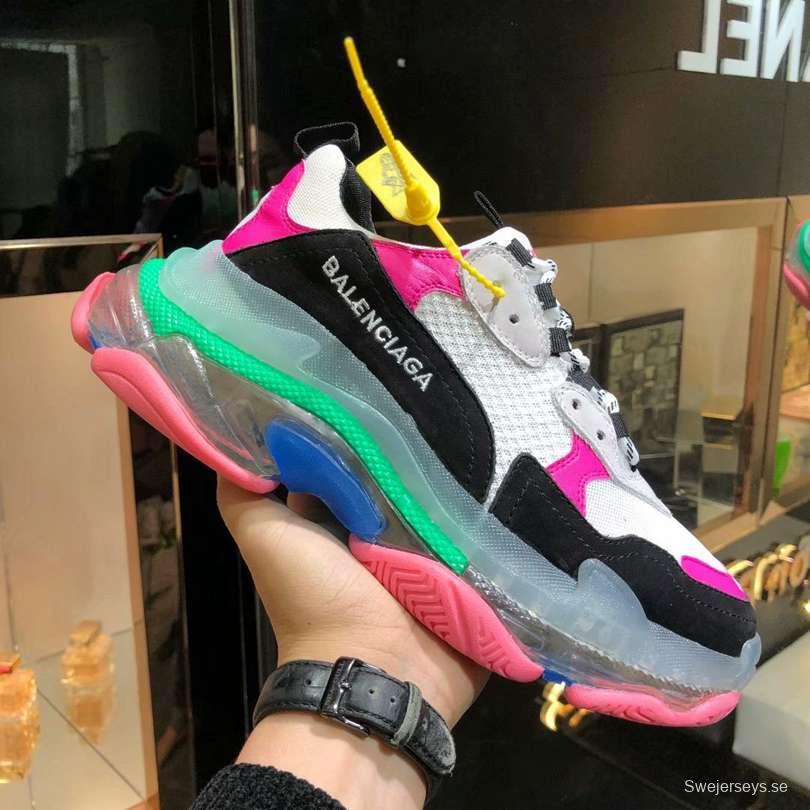 Men/Women Balenciaga Triple S MutiColor Clear Sole Black/Pink Sneaker Item 6380380