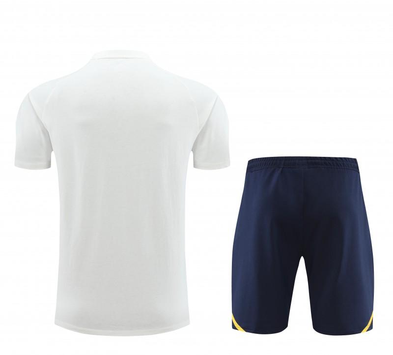 23/24 Real Madrid White Cotton Short Sleeve Jersey+Shorts