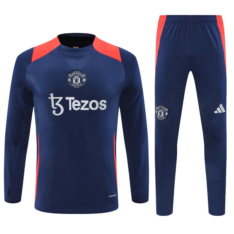 24/25 Kids Manchester United Navy Half Zipper Jacket+Long Pants