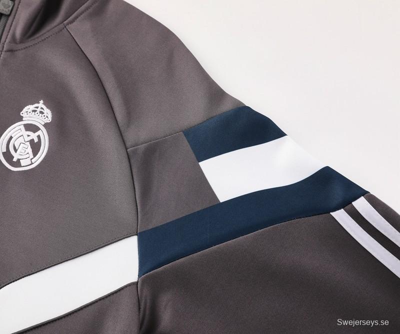 24/25 Real Madrid Grey Full Zipper Jacket +Long Pants