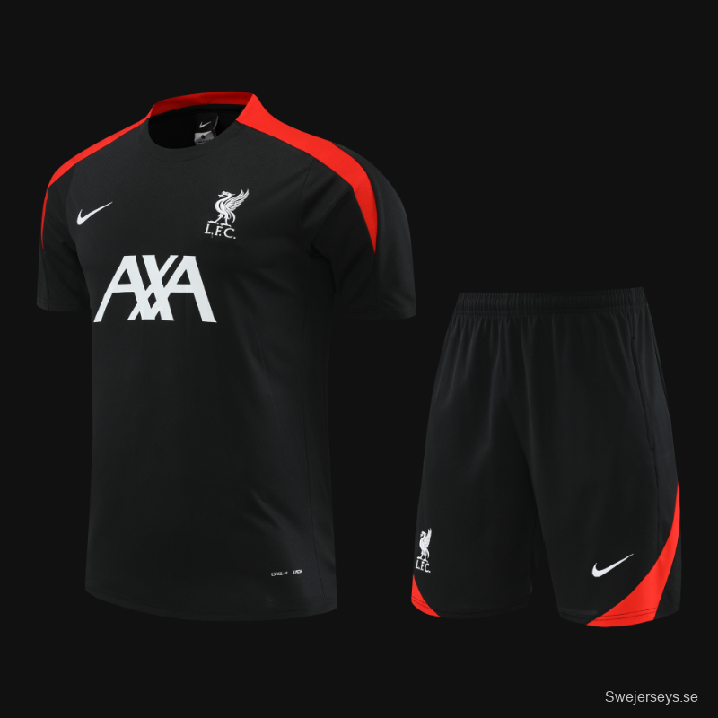 24/25 Liverpool Black Short Sleeve Jeresy+Shorts